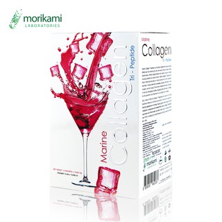 [แถม ครีมบำรุงมือ] คอลลาเจน รสสตอเบอร์รี่ (1 กล่อง 10 ซอง) โมริคามิ Collagen Drink Powder Strawberry Flavor Morikami