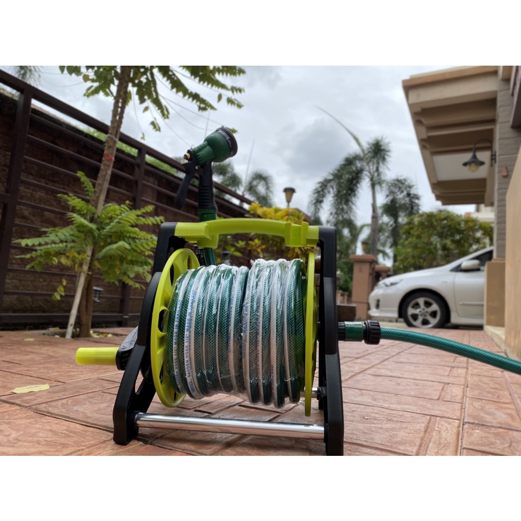 สายยางรดน้ำต้นไม้ใยเชือก ยาว 20 เมตร พร้อมล้อเก็บสายยาง BlACK and GReen โรลสายยาง - รูปที่ 7