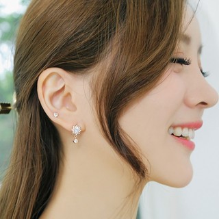 ต่างหูแบบหนีบ - KOREA EARRING ก้านเงินแท้ 92.5 % ต่างหูนำเข้าจากเกาหลี ต่างหูแฟชั่นผู้หญิง 16E656