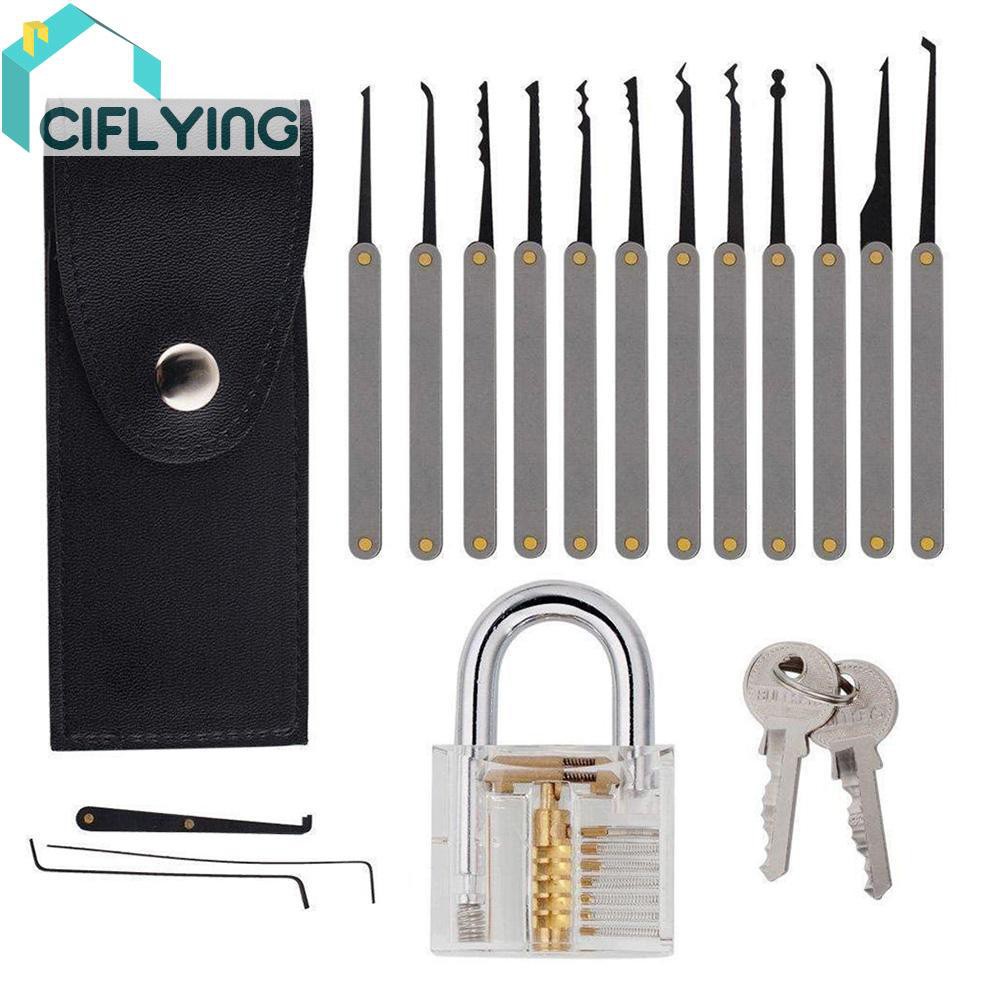 ciflying 17pcs Training Practice Lock Pick Padlock Picking Unlocking Lock Pick Tools