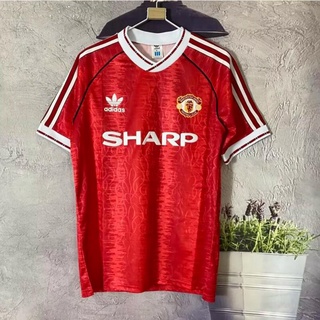 เสื้อกีฬาแขนสั้น ลายทีมฟุตบอล Manchester United 90-92 ชุดเหย้า สไตล์เรโทร