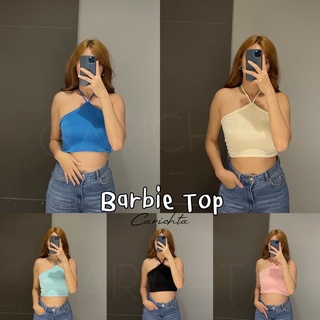 carichta 💗 Barbie Top bizu เสื้อครอป เสื้อกลิ๊ตเตอร์ คล้องคอ เสื้อผูกคอ glitter ผ้าวิ้งๆ ผ้าเย็บ 2 ชั้น ผ้าเล่นแสง สายฝอ