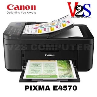 Printer เครื่องปริ้นเตอร์ Canon PIXMA E4570 AIO Wi-Fi มีหมึกแท้ 1 ชุด พร้อมใช้งาน [ประกันศูนย์ 1 ปี]