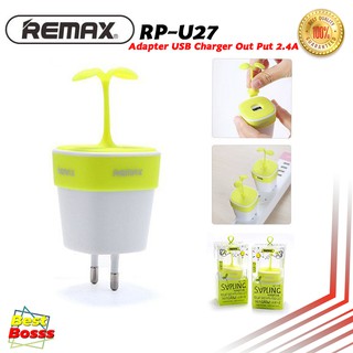 Remax RP-U27 หัวชาร์จไฟบ้าน Adapter USB Charger Out Put 2.4A ทั้ง 2 ช่องอะแดปเตอร์ สำหรับชาร์จ iPhone/Mirco/Type-C