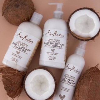 🌸พร้อมส่ง🌸Shea Moisture 100% Virgin Coconut Oil เซ็ทฟื้นบำรุงผมชุ่มชื้นเปล่งประกาย