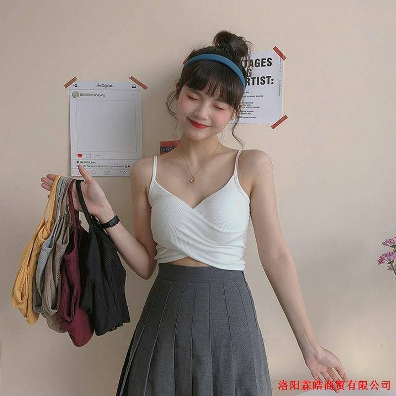 สปอร์ตบราเสื้อครอปสายเดี่ยวไขว้หน้าผ้าร่องอก32-40ใส่ได้ใส่สบาย6สีให้เลือก