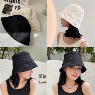 (ZMM) หมวกบักเก็ต หมวกปีกแคบ ทรงวินเทจ Bucket hat ดำ/ขาว