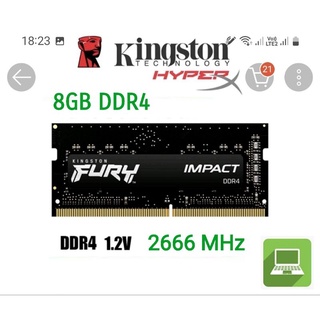 🔥Kinston HyperX Fan Ram ddr4, (PC4-23100)😃,8GB(8GB×1).bus2666Mhz สำหรับnotebook👉ของมือสอง ยังไม่ได้ใช้งาน👍พร้อมส่งเด่วนๆ