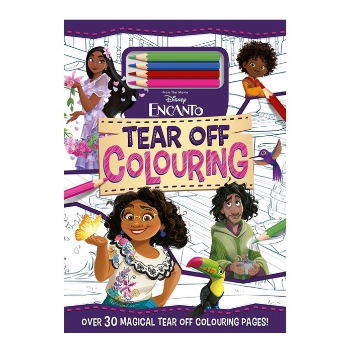 Disney Encanto Tear Off Colouring Book สําหรับเด็กพร้อมดินสอสี