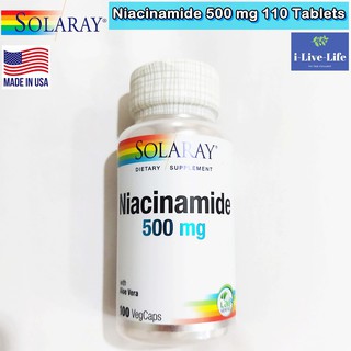 ไนอาซินาไมด์ วิตามินบี 3 Niacinamide 500 mg 100 VegCaps - Solaray B-3