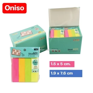 กระดาษโน๊ตกาวในตัว 4 สี (1.9x7.6 ซม.) และ 5 สี (1.5x5 ซม.) ตราโอนิโซะ Oniso ดัชนีสีสด ไม่ทิ้งคราบ