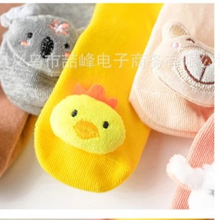 ถุงเท้าเด็ก (SK35) - ข้อยาว 10 สี ตุ๊กตานูน มีกันลื่น