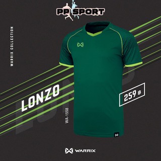 เสื้อฟุตบอลคอวีแขนสั้นสีเขียว Football Warrix LONZO WA 1558 Size S-3L