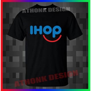 เสื้อยืดสีขาวเสื้อยืด พิมพ์ลายโลโก้ IHOP สําหรับผู้ชาย ร้านอาหารS-4XL