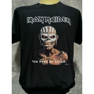 เสื้อยืดโอเวอร์ไซส์เสื้อวงนำเข้า Iron Maiden The Book of Souls Heavy Metal Megadeth Metallica Kiss Rock Style Vintage T-