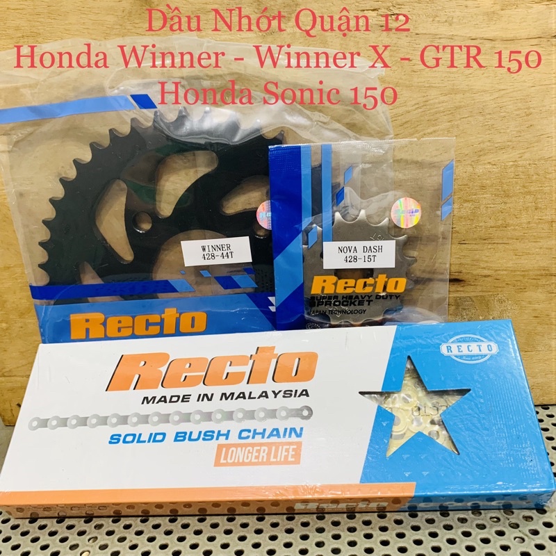 Honda Winner - GTR - Sonic 150 15T Sprocket Set - 42T 43T 44T 45T Sprocket Recto 428SB 9L Gold Chain
