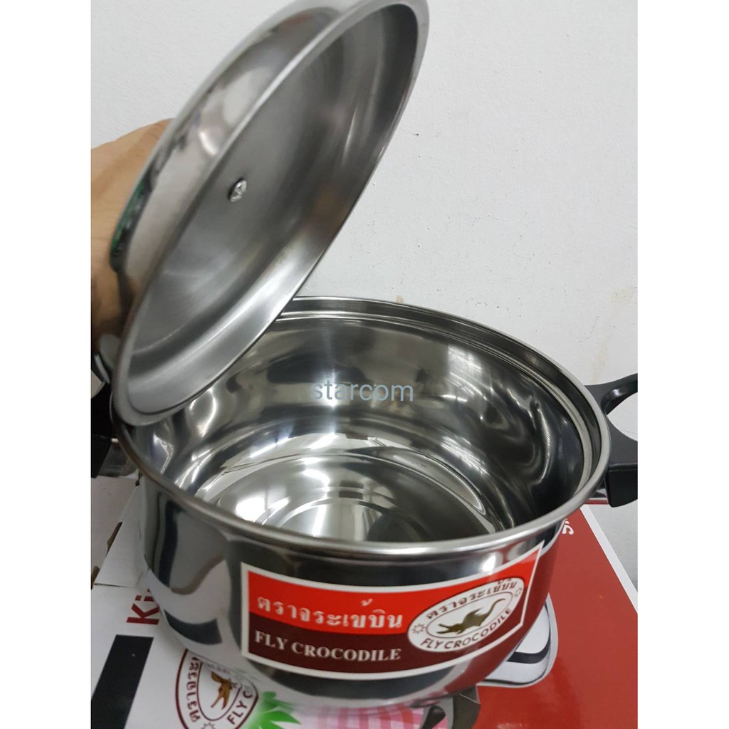 STAINLESS BOILING POT หม้อ2หู แสตนเลส ต้มอุ่นอาหารมีฝาปิด พร้อมหุจับ ...