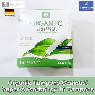 ผ้าอนามัยแบบสอด 16 ชิ้น ออแกนิก Organic Tampons Compact Super Absorbency 16 Tampons - Organyc