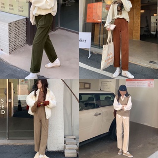 chuuchop_พร้อมส่ง(C7505) 🚖🧤 COZY VELVET pants กางเกงขายาวผ้าลูกฟูก  มี4สี 3ขนาด