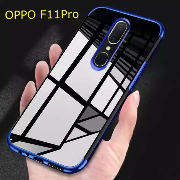พร้อมส่ง Case OPPO F11pro เคสออฟโป้ F11Pro เคสนิ่ม TPU เคสใสขอบสี สินค้ามาใหม่ สีดำ สีแดง สีนำเงิน Case Oppo F11โปร เคสส