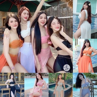 A1601ชุดว่ายน้ำเดินชายหาด สาวมินิ สาวอวบอ้วน กระโปรงซีทรู เอวสูง 3 ชิ้น งานlmited เฉพาะทางร้านเท่านั้น💗 พร้อมส่งในไทย 🇹🇭