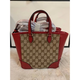 (ผ่อน0%)📌แท้💯 GUCCI Bree Guccissima Canvas Leather Small Tote