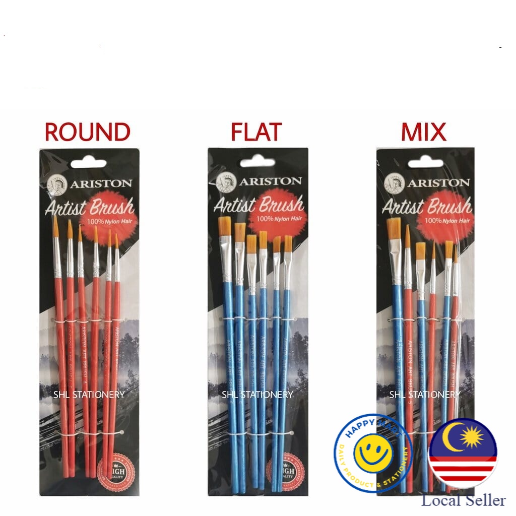 6IN1 ARISTON NYLON ARTIST BRUSH (ARABR001/002/003 6P)