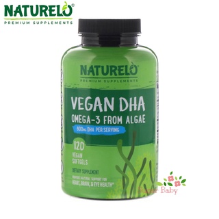 NATURELO Vegan DHA Omega-3 from Algae 800 mg 120 Vegan Softgels ดีเอชเอ โอเมก้า-3 จากสาหร่าย 120 เม็ดวีแกน