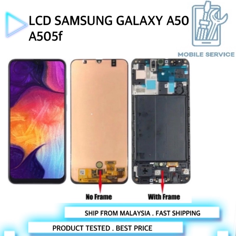 SAM SM A50 SM-A505FN/DS A505F/DS A505 A50S LCD Touch Screen Digitizer (AA คุณภาพสูง / OLED + กรอบ)