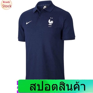 NIKEกัปปะเสื้อยืดผู้ชาย Nike 2020-2022 France Core Polo Football Soccer T-Shirt Jersey (Obsidian) NIKE Sports T-shirt