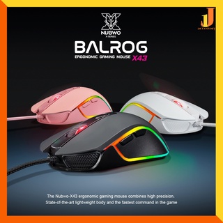 เม้าส์ Nubwo X43 Ergonomic Gaming Mouse Balrog RGB Righting เม้าส์สำหรับเล่นเกมส์