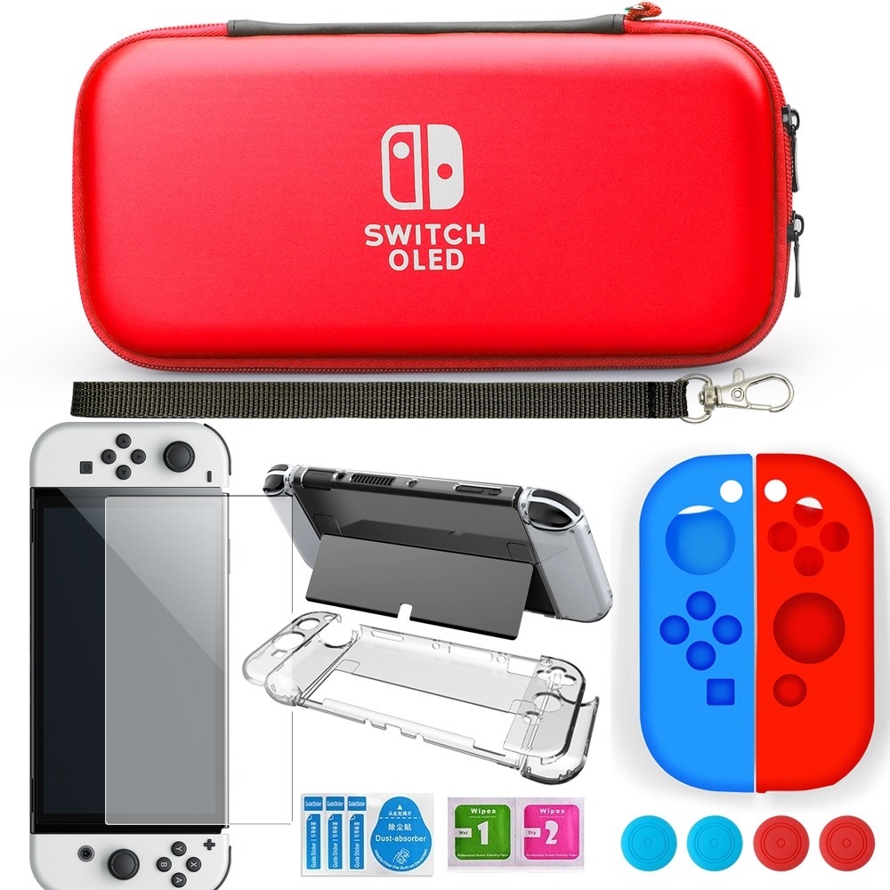 Accessories Kit for Nintendo Switch OLED Storage Carry Bag with 10 Game ...