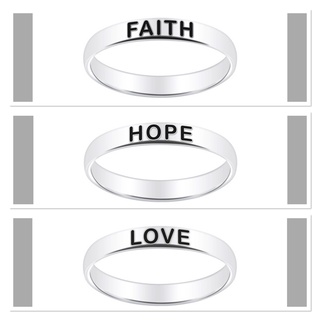 SILVER THAI แหวนเงินแท้ สลักคำ Silver ring 925 (HOPE/LOVE/FAITH) Size 6-8