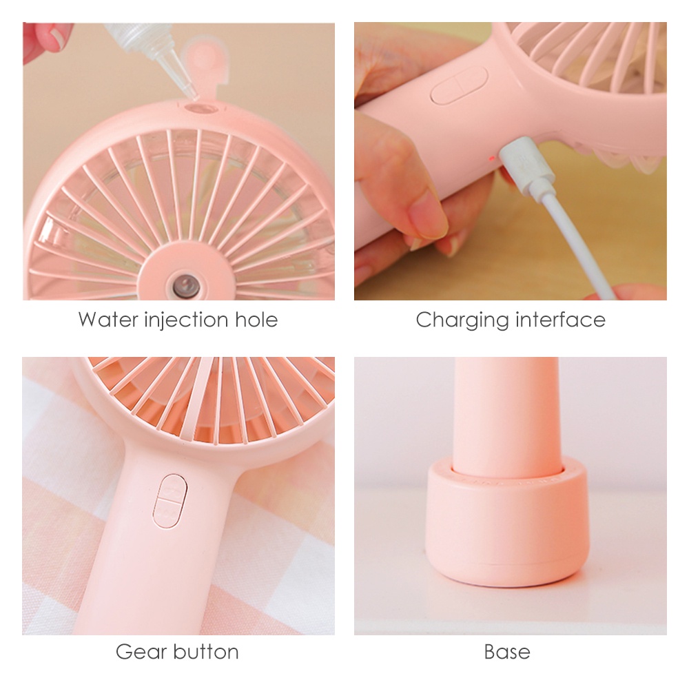 Battery Portable Water Spray Mist Fan Electric USB Rechargeable ...