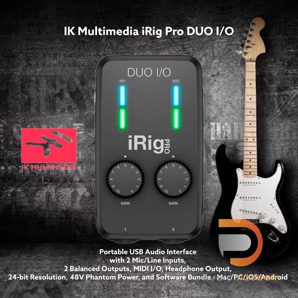 IK Multimedia iRig Pro DUO I/O สำหรับ iPhone, iPad, Android, Mac และ PC อินเทอร์เฟซการบันทึกสองแทร็ก