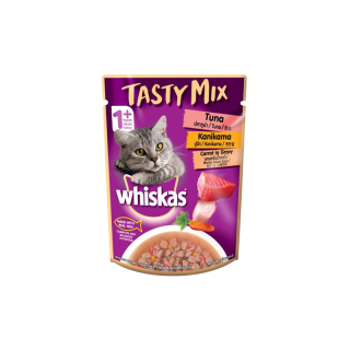 Whiskas Tasty Mix 70 g. วิสกัส เทสตี้มิกซ์ อาหารแบบเปียกสำหรับแมวโต ชนิดซอง 70 g.