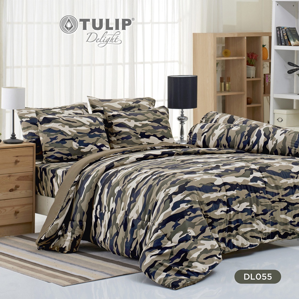 TULIP Delight พิมพ์ลาย DL055 ชุดผ้าปูที่นอน ผ้าปูที่นอน ผ้าห่มนวม พิมพ์ลายสวยงาม สัมผัสนุ่ม