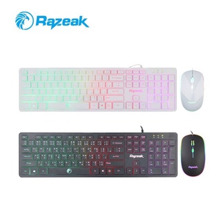 คีย์บอร์ดและเมาส์มีไฟ Razeak KMC-8300 ไฟสวยมาก ชุดคีบอร์ด+เมาส์ Keyboard Mouse Combo ประกัน 1ปี