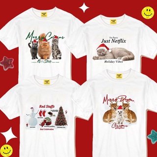 Live115# เสื้อขาว “Christmas” S-XXL อก 32-50 สไตล์เกาหลี Dream Big Tshirt โอเวอร์ไซน์ สาวอวบใส่ได้ สีขาว คอกลม เเฟชั่น