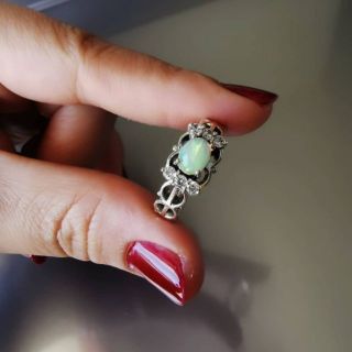 OPAL​ VINTAGE​ RING แหวนวินเทจโอปอลเหลือบรุ้ง​ เกรดพรีเมียม​ น​้ำสวยมากกกก​ ประดับคริสตัลสวารอฟกี้ ตัวเรือนเงินแท้ 925