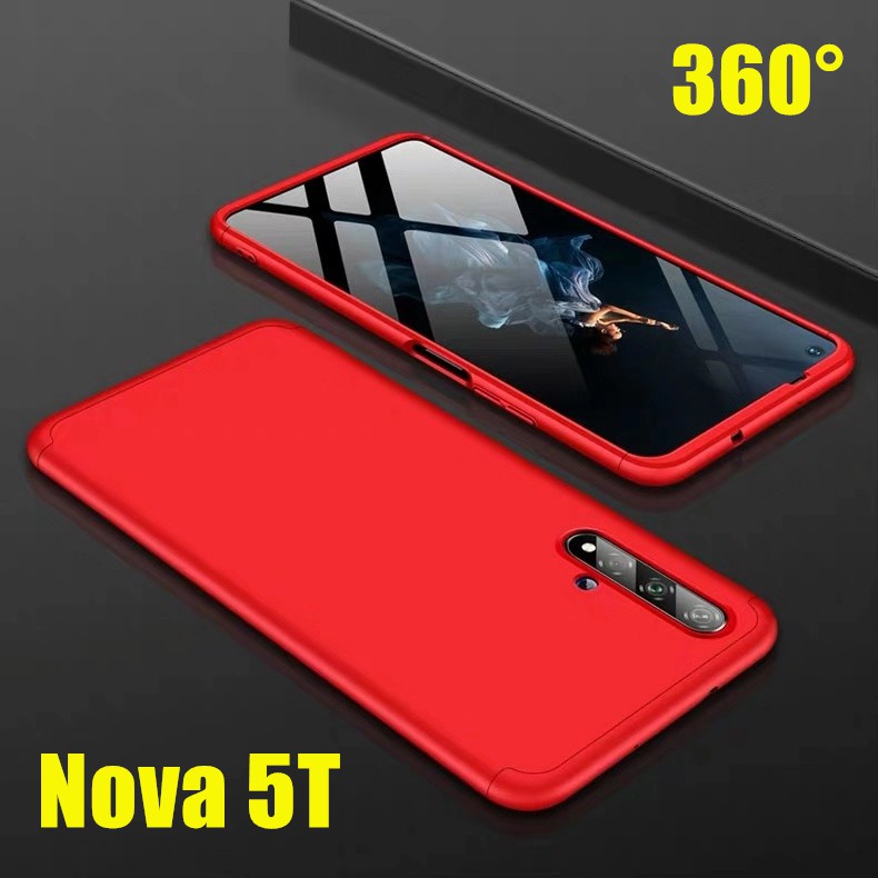 Case Huawei Nova 5T เคสประกบหน้าหลัง แถมฟิล์มกระจก1ชิ้น เคสแข็ง เคสประกบ 360 องศา สวยและบางมาก สีดำสีแดง