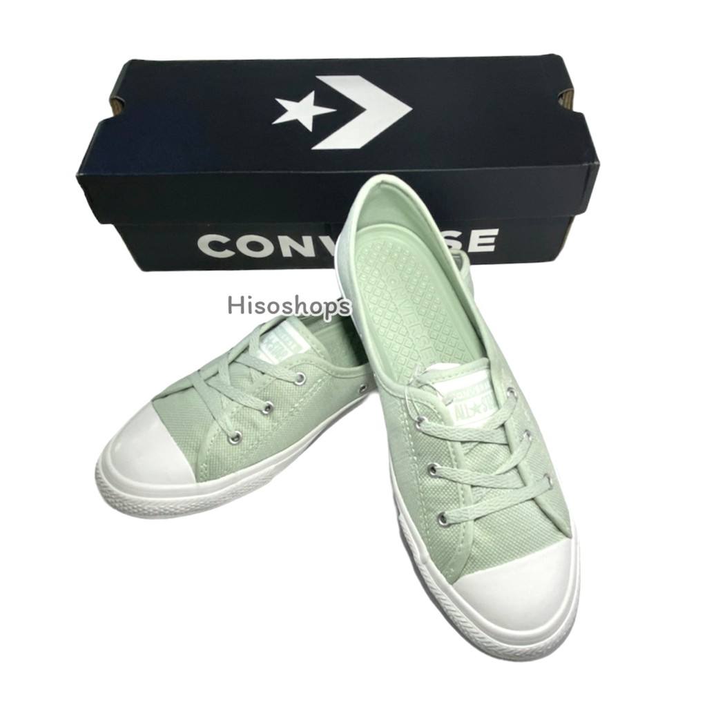 Converse รองเท้าคอนเวิร์ส รองเท้าผ้าใบผู้หญิง รุ่น All Star Ballet Pop Color Slip สี green ของแท้จาก Shop พร้อมกล่องใส่