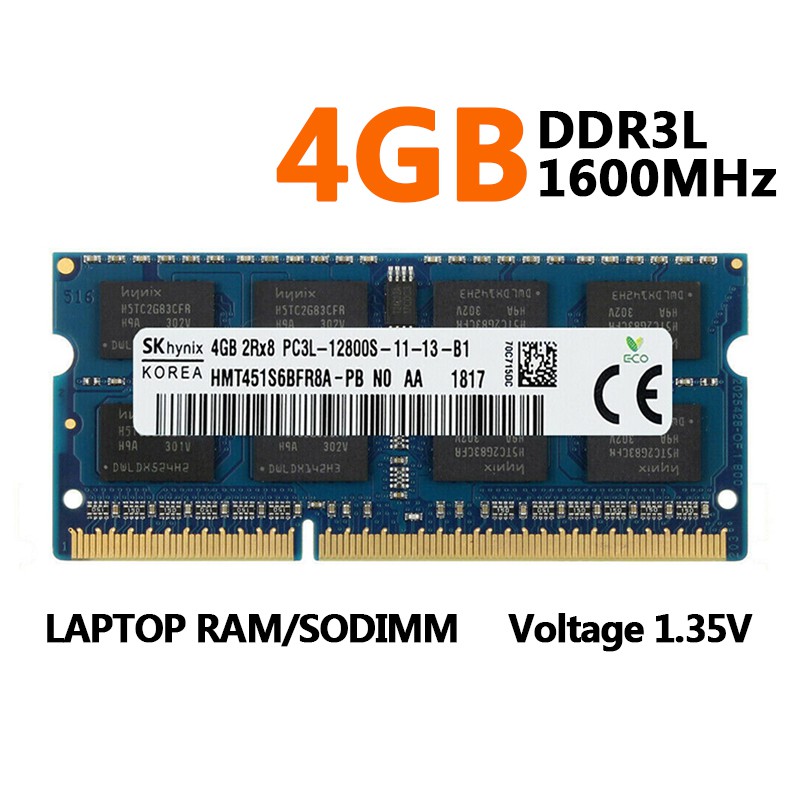 มีสินค้าHynix 4GB RAM DDR3L 1600MHz หน่วยความจำแล็ปท็อป 2Rx8 PC3L-12800S 204Pin SODIMM 1.35V DDR3L RAM โน๊ตบุ๊คโมดูลหน่ว