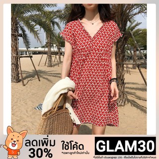 **โค้ด GLAM30 ลด 30%**ชุดเดรสสั้น คอวี แขนสั้น แฟชั่น สำหรับผู้หญิง