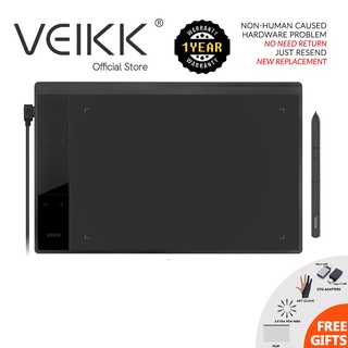 (VEIKK Official store) VEIKK เมาส์ปากกา A30 V2 สำหรับวาดภาพกราฟิก เอกสาร การเรียนการสอนออนไลน์ ระดับ 8192พร้อมแท็บเล็ตวาดภาพ ขนาด  10x6 นิ้ว สำหรับพีซี และโทรศัพท์มือถือ Android พร้อมอะแดปเตอร์ OTG Micro USB และ Type C สำหรับวาดภาพกราฟิก ออนไลน์ การเรียน