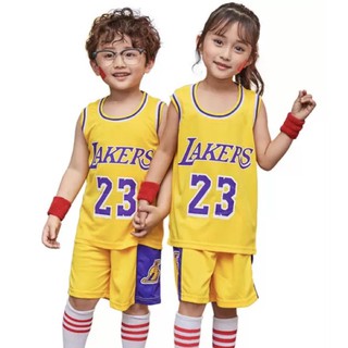 ชุดบาสเด็ก ทีมLakers เบอร์23 มีเบอร์และมีชื่อนักบาส พร้อมส่ง