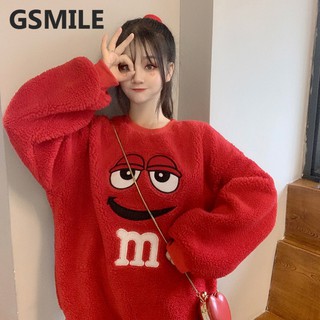 เสื้อกันหนาวแขนยาวผ้ากำมะหยี่ลายการ์ตูนสไตล์เกาหลี