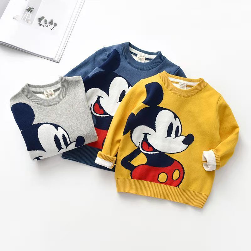 ฤดูใบไม้ร่วงและฤดูหนาวปี 2021ใหม่เสื้อสเวตเตอร์ถักคอกลมเด็กเกาหลีเด็กเสื้อสเวตเตอร์ผ้าฝ้ายเด็กชายหญิ