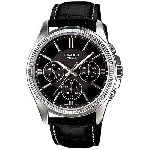 CASIO นาฬิกาข้อมือผู้ชาย สายหนัง สีดำ รุ่น MTP-1375L,MTP-1375L-1A,MTP-1375L-7A,MTP-1375L-9A