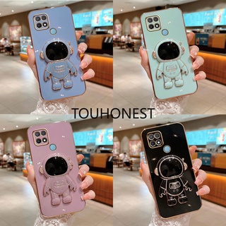 เคส Oppo F17 Pro เคส Oppo F19 Pro F19S เคส Oppo A54 A55 เคส Oppo A15 A15S Case Oppo A35 Case Oppo A16 A16S Case Oppo A54S A94 Case Oppo A95 A74 Luxury Cute Silicone 3D Astronaut Stand Phone Cover Case โทรศัพท์มือถือ ซิลิโคน ลายนักบินอวกาศ พร้อมขาตั้ง